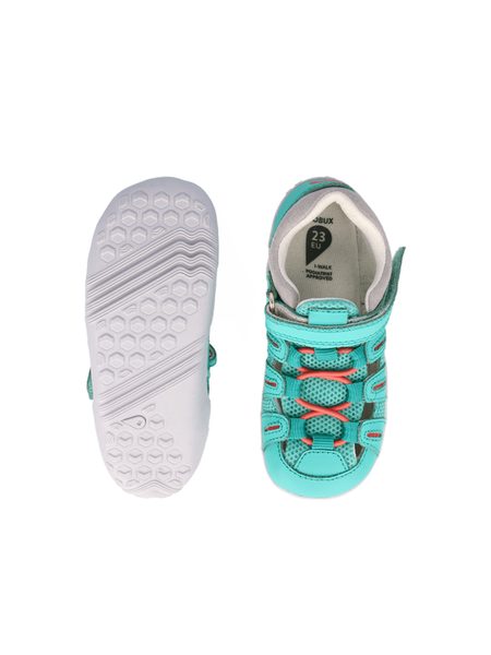 BOBUX SUMMIT Turquoise + Steam | Dětské barefoot sandály