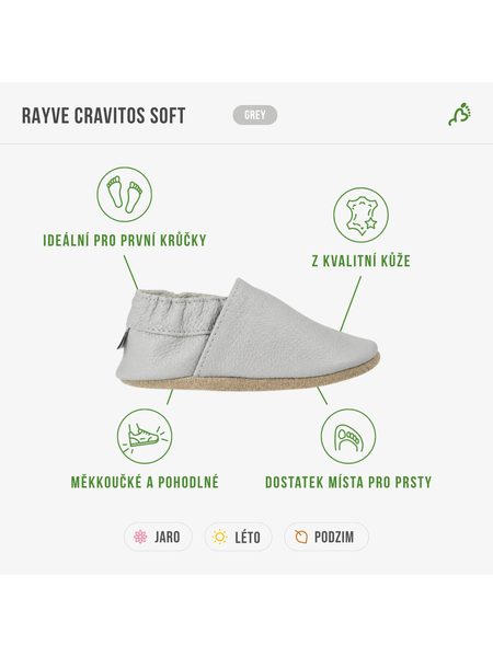 RAYVE CRAVITOS SOFT Grey | Dětské barefoot capáčky