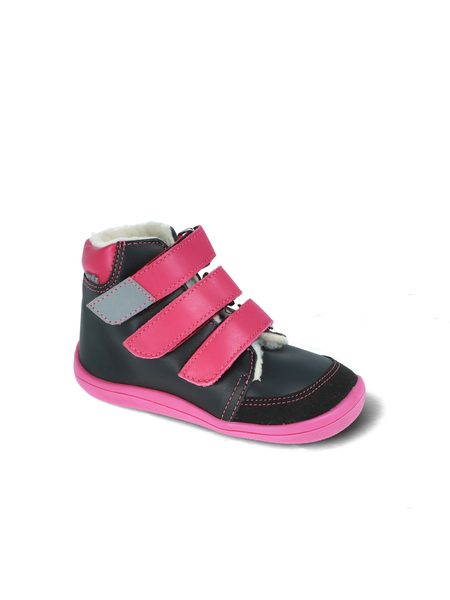 BEDA ZIMNÍ VYŠŠÍ EL Black/Pink | Dětské zimní zateplené barefoot boty