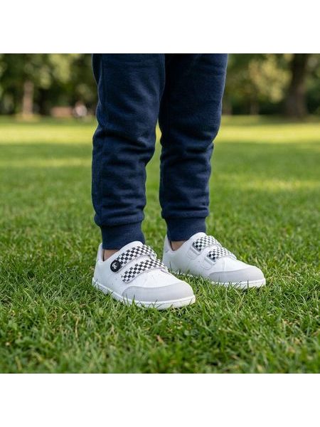 Baskets barefoot enfant Be Lenka Energise Preschool blanches à damier
