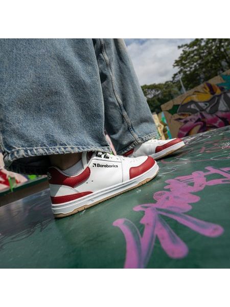 Ténis barefoot Barebarics Wave branco e vermelho carmim
