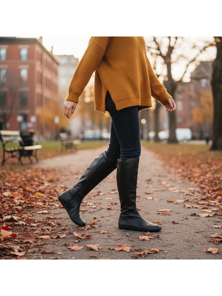 Dámské Barefoot Kozačky GROUNDIES® Mona Stretch Černé