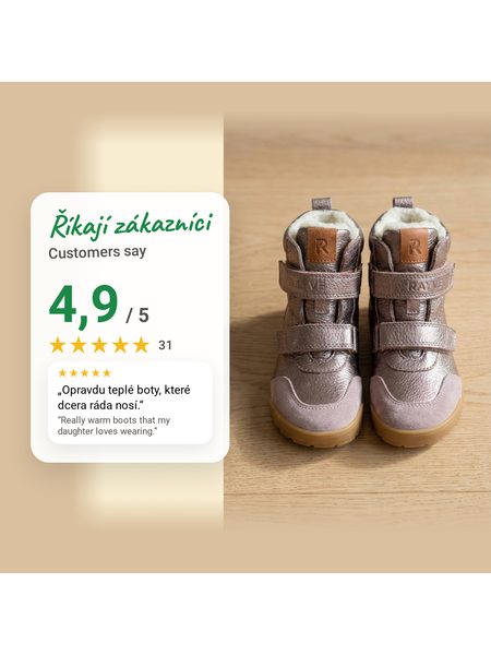 Bottes d'hiver barefoot enfant RAYVE LAHTI rose doré