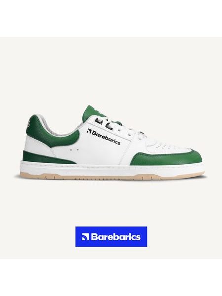 Ténis barefoot Barebarics Wave branco e verde-escuro