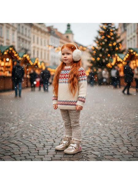 D.D.STEP W070-52624A Krémová | Dětské zimní zateplené barefoot boty