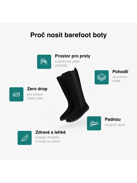 Dámské Barefoot Kozačky GROUNDIES® Milena 2.0 Černé
