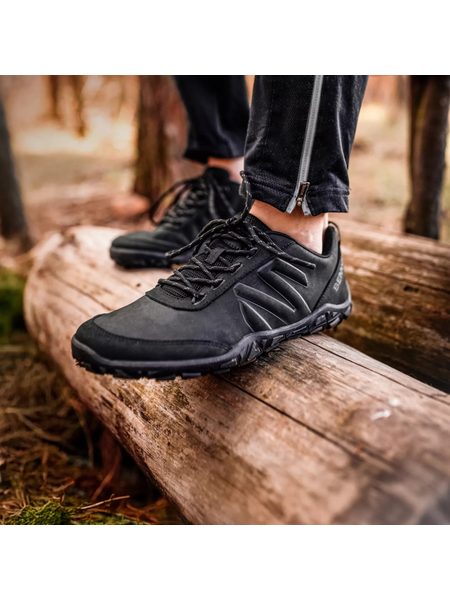 BENNON Barefoot kožené grafitově černé | Barefoot sportovní outdoorové boty