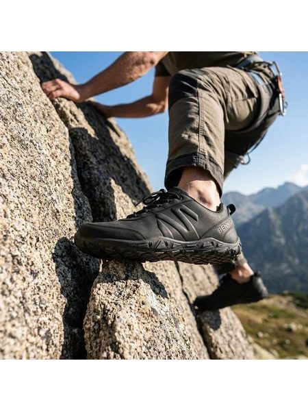 BENNON Barefoot kožené Grafitově černé | Barefoot sportovní outdoorové boty