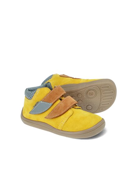 BEDA CELOROČNÍ VELUR MAURO Yellow - užší kotník | Dětské barefoot tenisky