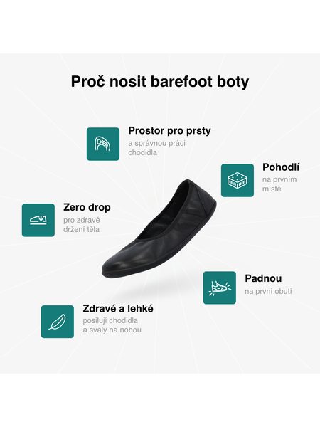 Dámské Barefoot Baleríny GROUNDIES® Lily 3.0 Černé