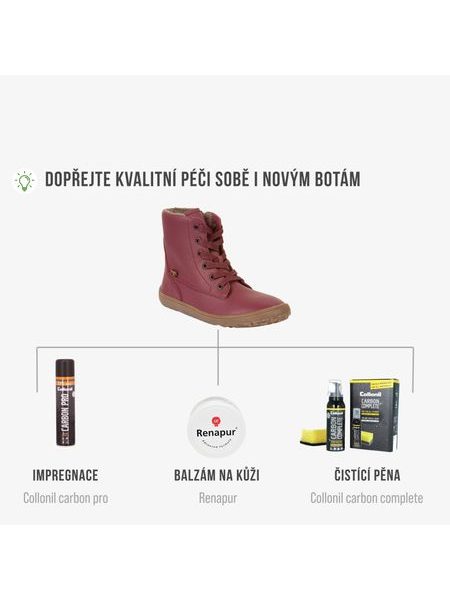 FRODDO VYŠŠÍ KOŽENÉ ZIMNÍ TEX LACES Bordeaux