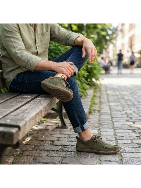 Barefoot+ Mokasíny GROUNDIES® Cricket Khaki