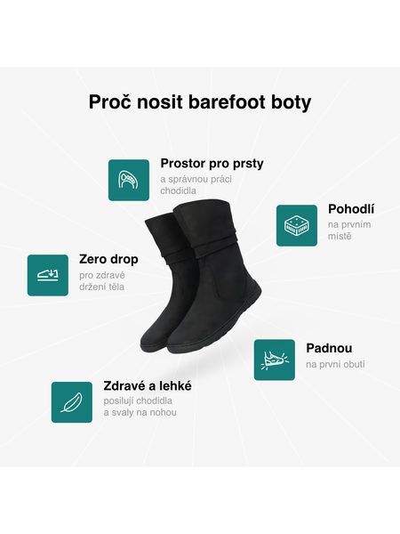 Barefoot Zateplené Kozačky GROUNDIES® Odessa GX2 Černé