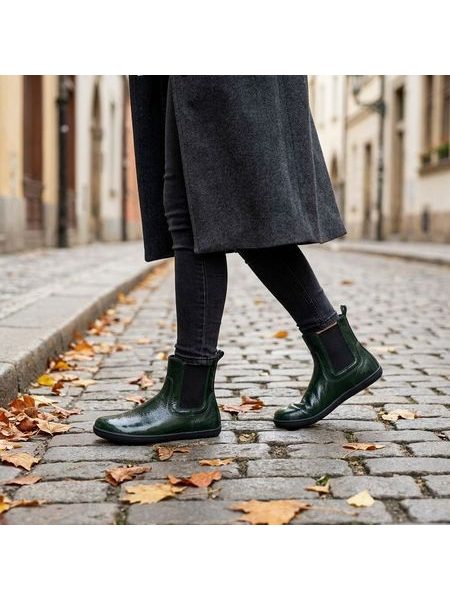 Damen-Barfuß-Chelsea-Stiefeletten ANGLES ORION Grün lackiert