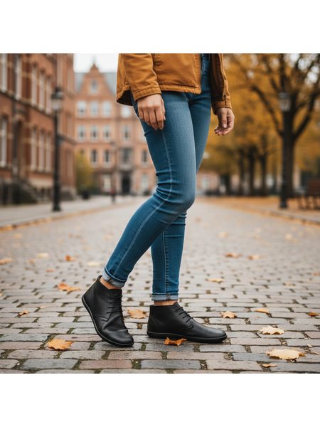 Barefoot Kotníkové Boty GROUNDIES® Milano Černé