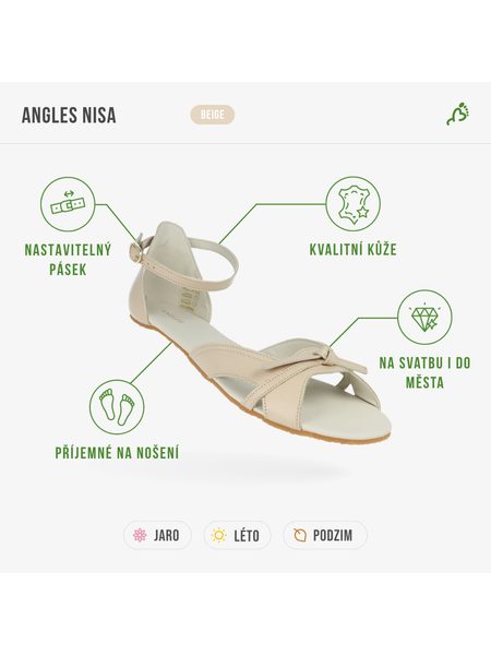 ANGLES NISA Beige | Dámské barefoot sandály