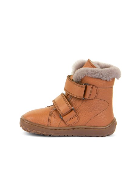 FRODDO KOTNÍKOVÉ ZIMNÍ FURRY BOOT Cognac | Dětské zimní zateplené barefoot boty