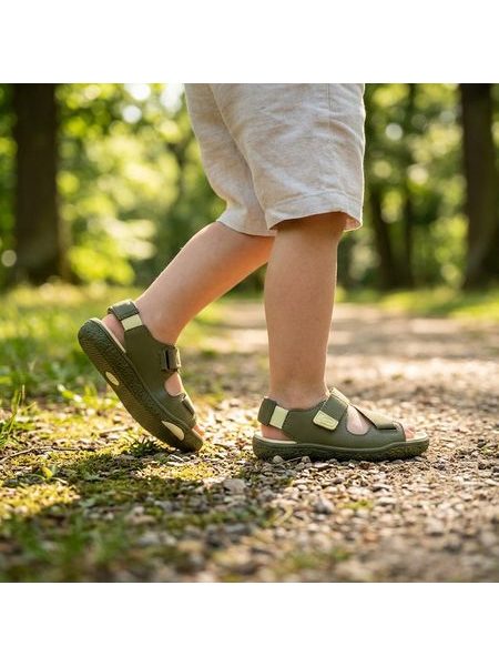 Dětské Barefoot Sandály GROUNDIES® Twig Khaki Žluté