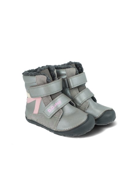 D.D.STEP W073-52306D Tmavě Šedá | Dětské zimní zateplené barefoot boty