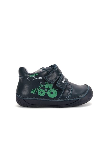 Dětské barefoot celoroční boty D.D.STEP S070-62964A tmavě modré traktor