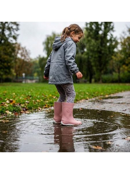 RAYVE MONSOON Pink/Grey | Dětské barefoot holínky