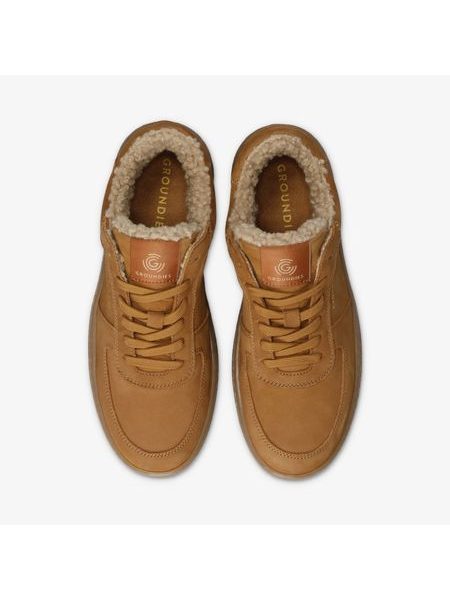 Dámské Barefoot Zateplené Tenisky GROUNDIES® HAMPTONS TEDDY 2.0 REGULAR Koňakové