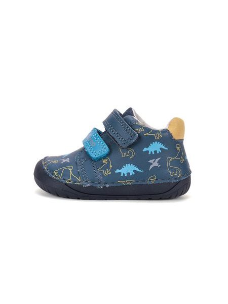 Dětské barefoot celoroční boty D.D.STEP S070-62594B modré dinosauři - boční pohled