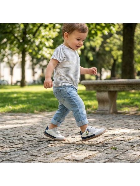Dětské Barefoot Tenisky BEPPI SAPATO CASUAL BABY bílo šedé