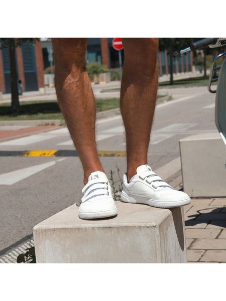 Ténis barefoot Barebarics Zing Velcro branco - Pele
