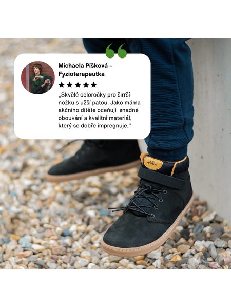 PEGRES KOTNÍKOVÉ NUBUK BF56 Black | Dětské celoroční barefoot boty
