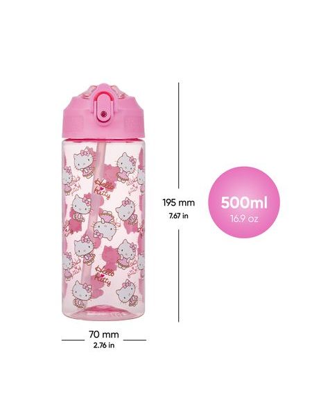 BAAGL Tritanová láhev na pití s brčkem Hello Kitty Sweet Leopard, 500 ml