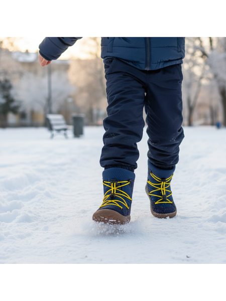 FRODDO ZIMNÍ TEX TRACK WOOL Blue | Dětské zimní zateplené barefoot boty