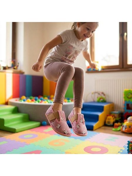 RAYVE SLIPPERS ELASTIC Pink Cat | Dětské barefoot přezůvky