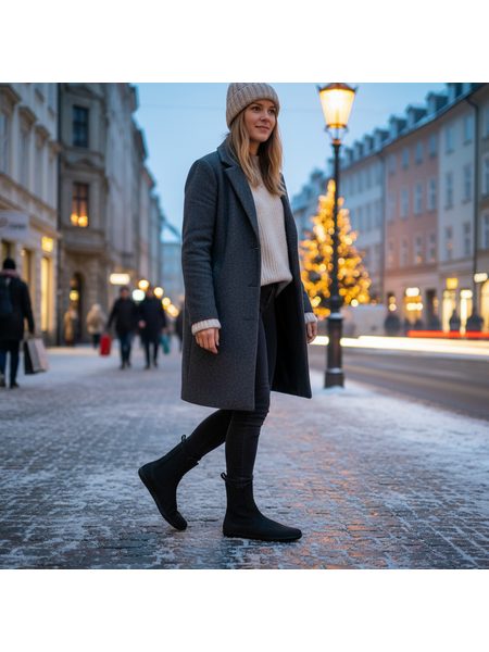 Dámské Barefoot Zateplené Chelsea GROUNDIES CAMDEN Černé Matné