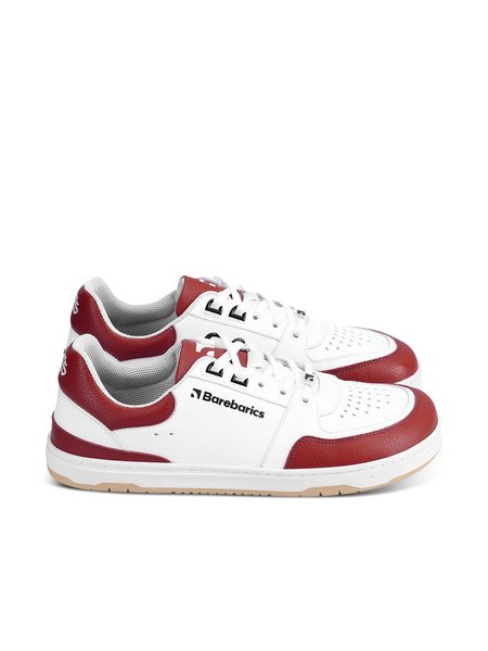 Ténis barefoot Barebarics Wave branco e vermelho carmim
