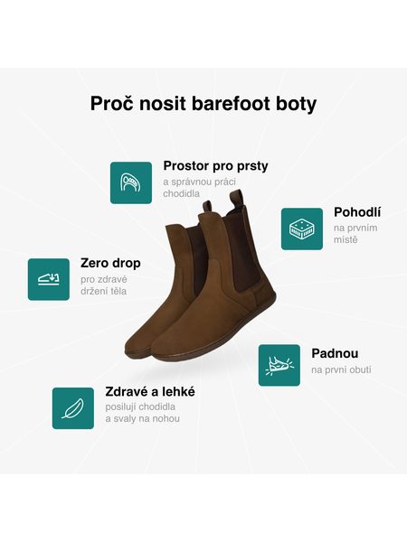 Dámské Barefoot Zateplené Chelsea GROUNDIES CAMDEN Čokoládové