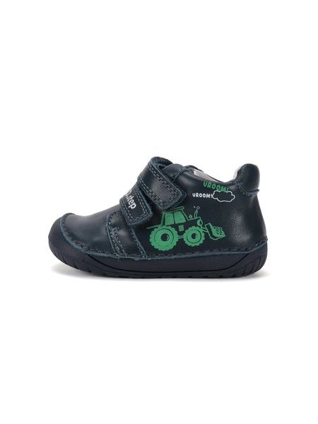 Dětské barefoot celoroční boty D.D.STEP S070-62964A tmavě modré traktor - boční pohled