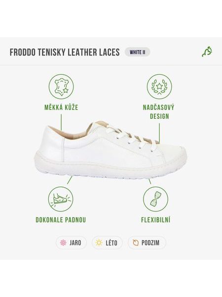 FRODDO TENISKY LEATHER LACES White III | Barefoot tenisky