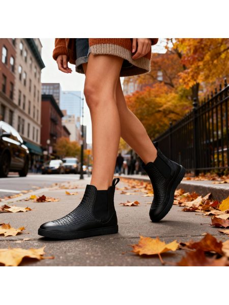 Dámské Barefoot Chelsea GROUNDIES® SIENNA Černé/Krokodýl