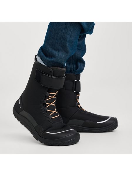 REIMA Talvella Black | Dětské barefoot zimní zateplené boty