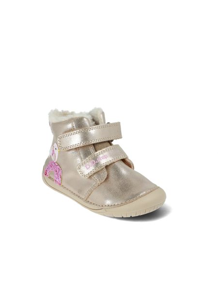 D.D.STEP W070-52624A Krémová | Dětské zimní zateplené barefoot boty