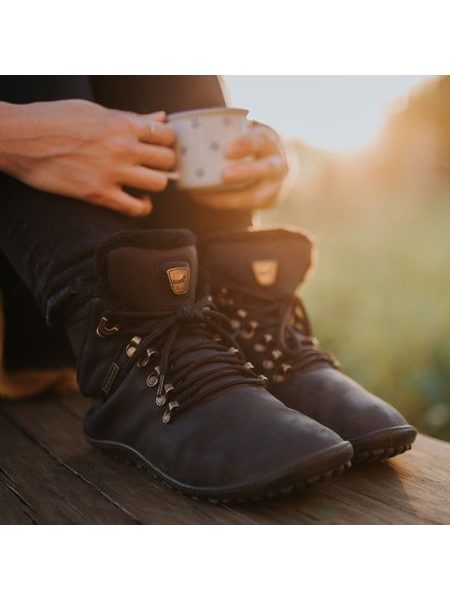 LEGUANO HUSKY Black | Kotníčkové zateplené barefoot boty