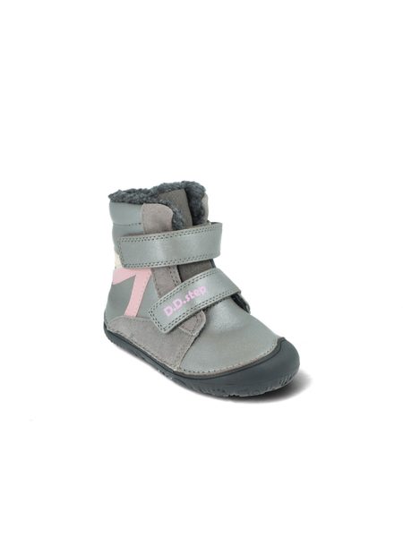 D.D.STEP W073-52306D Tmavě Šedá | Dětské zimní zateplené barefoot boty