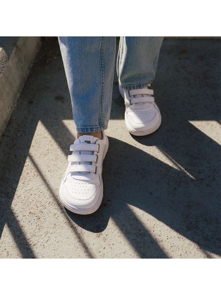 Ténis barefoot Barebarics Zing Velcro branco - Pele