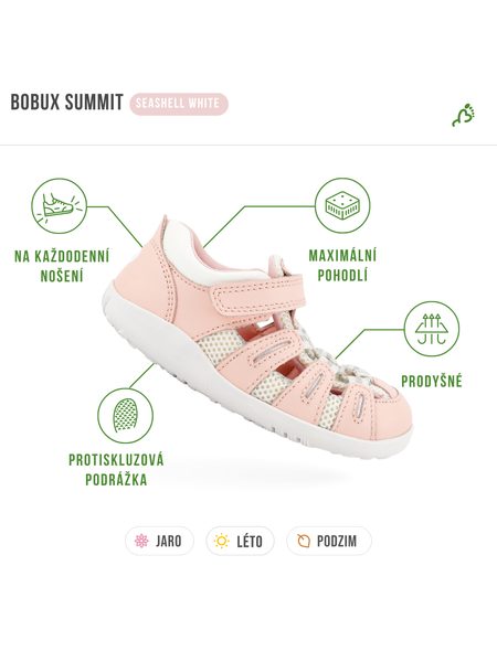 BOBUX SUMMIT Seashell White | Dětské barefoot sandály
