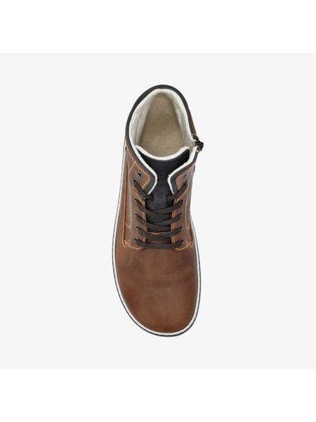 Pánské Barefoot Zimní Zateplené Kotníkové Boty GROUNDIES® AUSTIN Hnědé