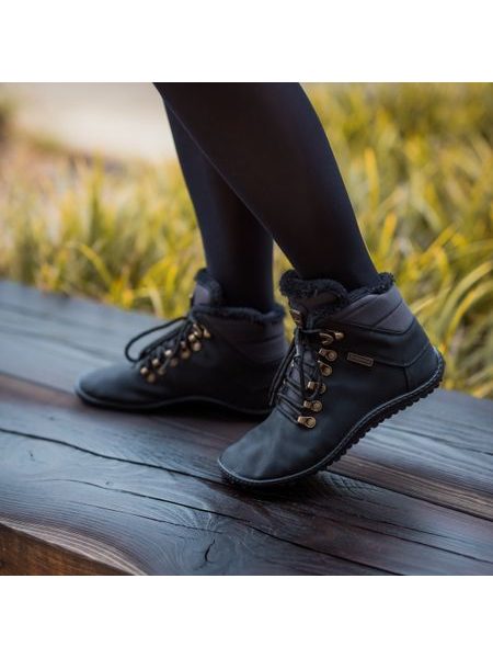 LEGUANO HUSKY Black | Kotníčkové zateplené barefoot boty