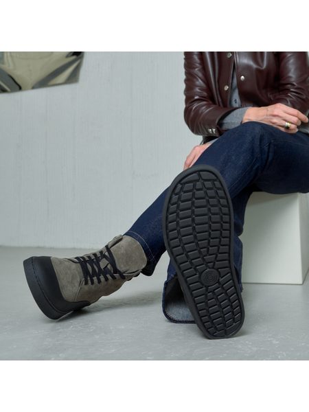 Barefoot Zateplené Kotníkové Boty GROUNDIES® Torino Šedo Černé