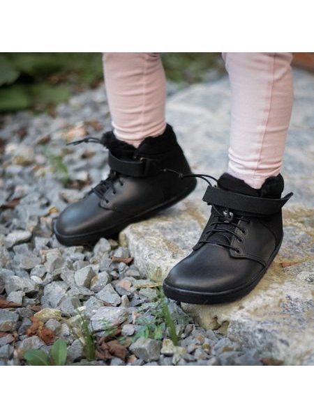 PEGRES ZIMNÍ BF40 0.1 Černá | Zateplené barefoot boty