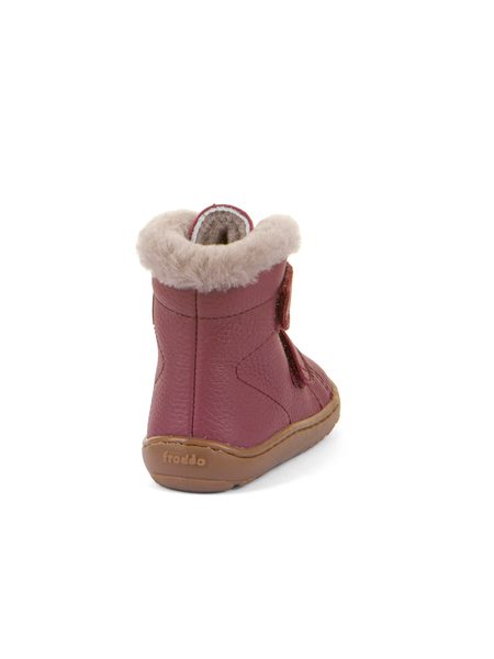 FRODDO KOTNÍKOVÉ ZIMNÍ FURRY BOOT Bordeaux | Dětské zimní zateplené barefoot boty